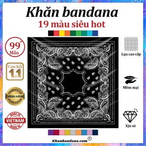 Khăn bandana họa tiết trắng đen - Mã 0011 28 Khăn bandana họa tiết trắng đen - Mã 0011 27