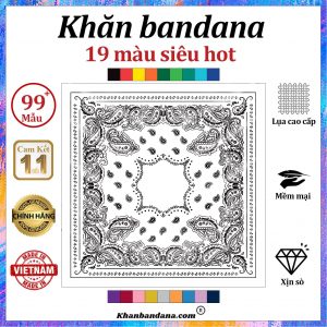 Khăn bandana họa tiết trắng đen - Mã 0011 42 Khăn bandana họa tiết trắng đen - Mã 0011 41