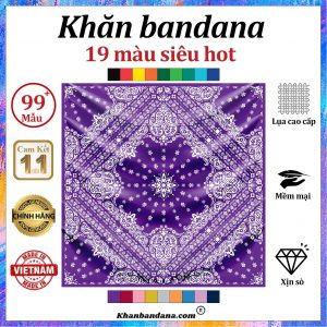 Khăn bandana mau tím hoa cà - Mã 0008 38 Khăn bandana mau tím hoa cà - Mã 0008 37