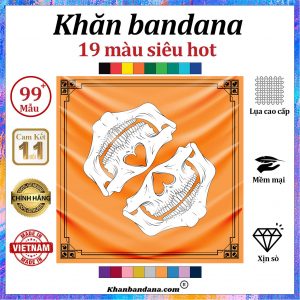 Khăn bandana vuông hình hộp sọ - Mã 0099 25