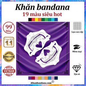 Khăn bandana vuông hình hộp sọ - Mã 0099 37