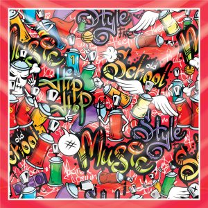 khăn bandana lụa silk họa tiết graffiti - hiphop - Mã 10 24