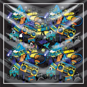 khăn bandana lụa silk họa tiết Graffiti - Music - mã 11 20