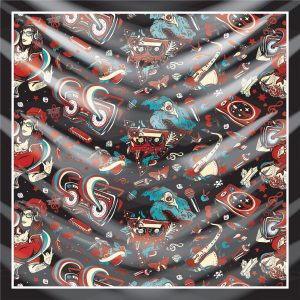 khăn bandana lụa silk họa tiết Graffiti - Music - mã 04 21 khăn bandana lụa silk họa tiết Graffiti - Music - mã 04 20