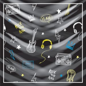 khăn bandana lụa silk họa tiết Graffiti - Music - mã 01 20