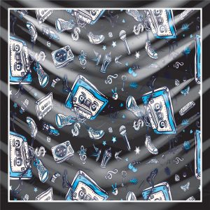 khăn bandana lụa silk họa tiết Graffiti - Music - mã 08 21 khăn bandana lụa silk họa tiết Graffiti - Music - mã 08 20