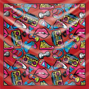 khăn bandana lụa silk họa tiết Graffiti - Music - mã 02 23 khăn bandana lụa silk họa tiết Graffiti - Music - mã 02 22
