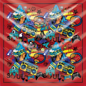 khăn bandana lụa silk họa tiết Graffiti - Music - mã 11 22