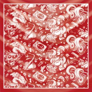 khăn bandana lụa silk họa tiết Graffiti - Music - mã 03 22