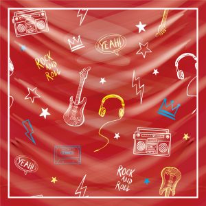 khăn bandana lụa silk họa tiết Graffiti - Music - mã 01 22