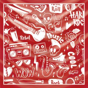 khăn bandana lụa silk họa tiết Graffiti - Music - mã 06 22