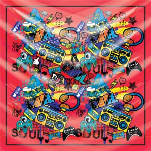 khăn bandana lụa silk họa tiết Graffiti - Music - mã 11 24