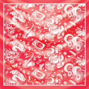 khăn bandana lụa silk họa tiết Graffiti - Music - mã 03 24