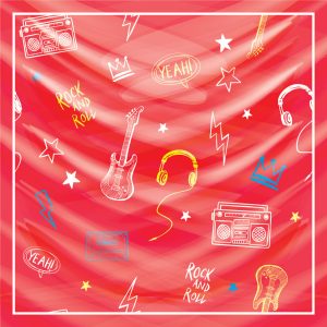 khăn bandana lụa silk họa tiết Graffiti - Music - mã 01 24