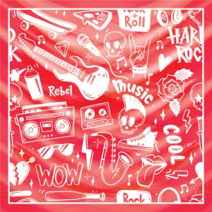 khăn bandana lụa silk họa tiết Graffiti - Music - mã 06 24