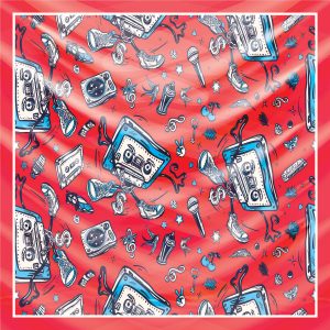 khăn bandana lụa silk họa tiết Graffiti - Music - mã 08 25 khăn bandana lụa silk họa tiết Graffiti - Music - mã 08 24