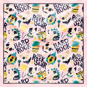 khăn bandana lụa silk họa tiết Graffiti - Music - mã 10 26