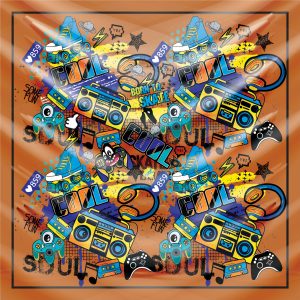 khăn bandana lụa silk họa tiết Graffiti - Music - mã 11 28