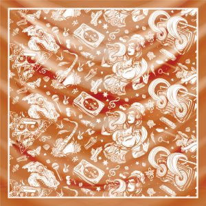 khăn bandana lụa silk họa tiết Graffiti - Music - mã 03 28