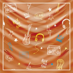 khăn bandana lụa silk họa tiết Graffiti - Music - mã 01 28
