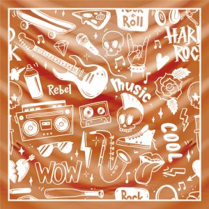 khăn bandana lụa silk họa tiết Graffiti - Music - mã 06 28