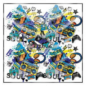 khăn bandana lụa silk họa tiết Graffiti - Music - mã 11 30