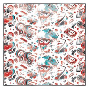 khăn bandana lụa silk họa tiết Graffiti - Music - mã 04 31 khăn bandana lụa silk họa tiết Graffiti - Music - mã 04 30