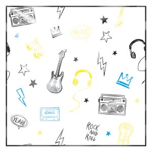 khăn bandana lụa silk họa tiết Graffiti - Music - mã 01 30