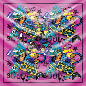 khăn bandana lụa silk họa tiết Graffiti - Music - mã 11 32