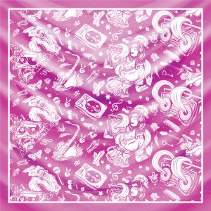 khăn bandana lụa silk họa tiết Graffiti - Music - mã 03 32