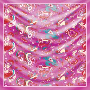khăn bandana lụa silk họa tiết Graffiti - Music - mã 04 33 khăn bandana lụa silk họa tiết Graffiti - Music - mã 04 32