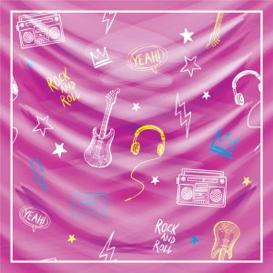 khăn bandana lụa silk họa tiết Graffiti - Music - mã 01 32