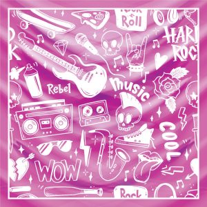 khăn bandana lụa silk họa tiết Graffiti - Music - mã 06 32