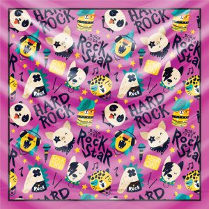 khăn bandana lụa silk họa tiết Graffiti - Music - mã 10 32