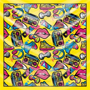 khăn bandana lụa silk họa tiết Graffiti - Music - mã 02 35 khăn bandana lụa silk họa tiết Graffiti - Music - mã 02 34