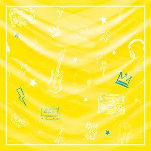 khăn bandana lụa silk họa tiết Graffiti - Music - mã 01 34