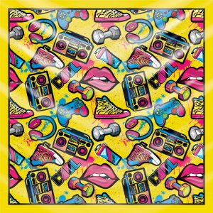 khăn bandana lụa silk họa tiết Graffiti - Music - mã 02 37 khăn bandana lụa silk họa tiết Graffiti - Music - mã 02 36