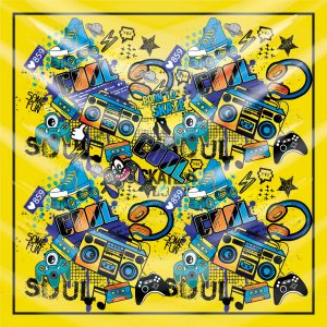 khăn bandana lụa silk họa tiết Graffiti - Music - mã 11 36