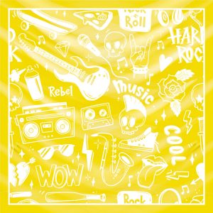 khăn bandana lụa silk họa tiết Graffiti - Music - mã 06 36