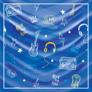 khăn bandana lụa silk họa tiết Graffiti - Music - mã 01 38