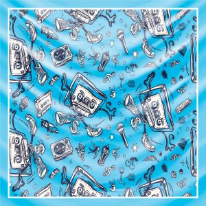 khăn bandana lụa silk họa tiết Graffiti - Music - mã 08 41 khăn bandana lụa silk họa tiết Graffiti - Music - mã 08 40