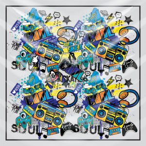 khăn bandana lụa silk họa tiết Graffiti - Music - mã 11 42