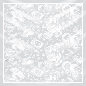 khăn bandana lụa silk họa tiết Graffiti - Music - mã 03 42