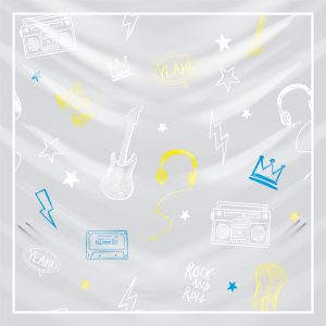 khăn bandana lụa silk họa tiết Graffiti - Music - mã 01 42