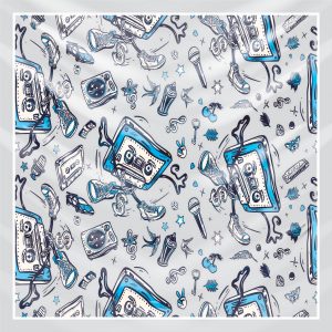 khăn bandana lụa silk họa tiết Graffiti - Music - mã 08 43 khăn bandana lụa silk họa tiết Graffiti - Music - mã 08 42