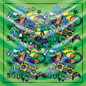 khăn bandana lụa silk họa tiết Graffiti - Music - mã 11 44