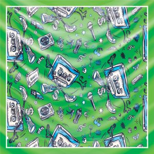 khăn bandana lụa silk họa tiết Graffiti - Music - mã 08 45 khăn bandana lụa silk họa tiết Graffiti - Music - mã 08 44