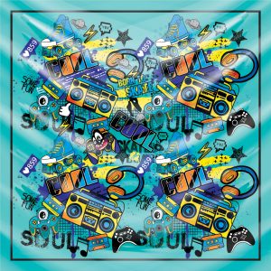 khăn bandana lụa silk họa tiết Graffiti - Music - mã 11 46