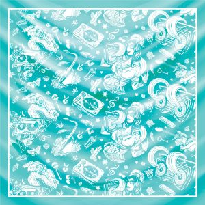 khăn bandana lụa silk họa tiết Graffiti - Music - mã 03 46