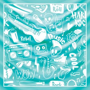 khăn bandana lụa silk họa tiết Graffiti - Music - mã 06 46